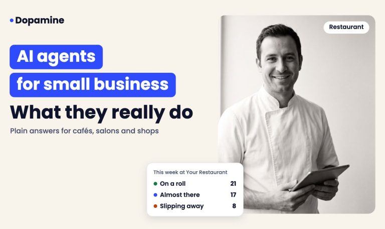 Smiling chef, cover for ai agents for small business
