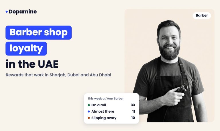 Smiling barber, cover for barber shop loyalty program in the uae
