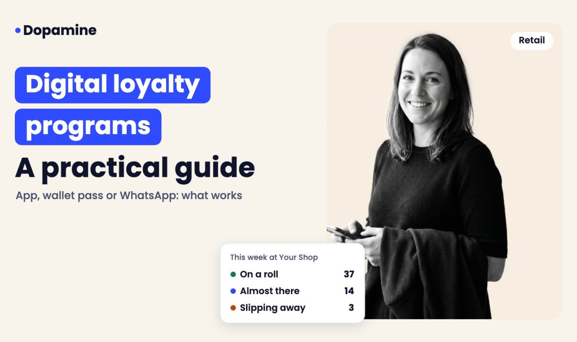 Smiling boutique assistant, cover for digital loyalty programs