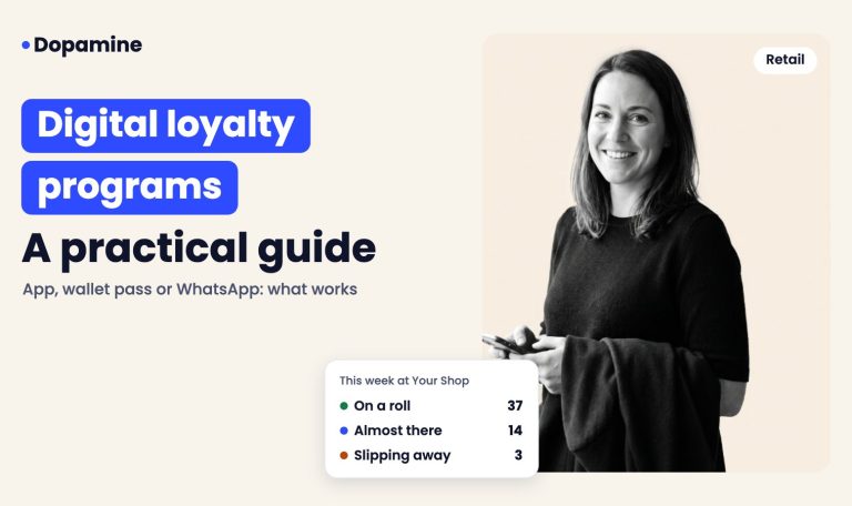 Smiling boutique assistant, cover for digital loyalty programs