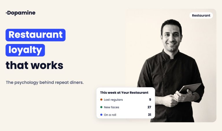 Restaurant loyalty that works: restaurant chef with a tablet and a weekly view of lost regulars, new faces and regulars on a roll
