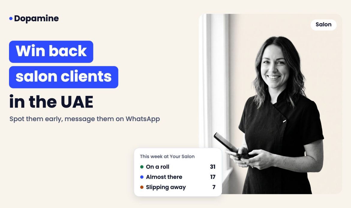 Smiling salon stylist, cover for how uae salons win back clients who stopped coming (and the software that helps)